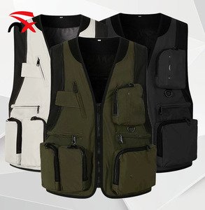 Wholesale High Quality Custom Logo Corduroy Multiple Pockets Sleeveless Vest for Men