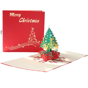 Vente en gros Fabricant en vrac Carte de voeux de Noël 3D <span class=keywords><strong>Pop</strong></span> up Papier à découper créatif Arbre de Noël Petit Festival Célébration - Product Image 6