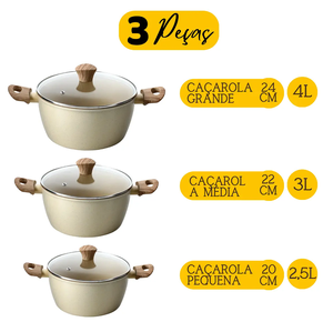 Juego de Ollas de Cerámica Antiadherentes de 6 Piezas con Tapas de Vidrio y Asas de Madera Suaves al Tacto, en Oferta - Product Image 5