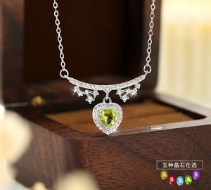 Colliers pendentifs en cristal de pierre précieuse naturelle taille cœur 5 mm, 9 pierres fines, en argent sterling 925, cadeau de vacances pour femme - Product Image 5