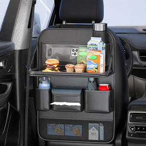 Bolsa de almacenamiento de cuero multifuncional para asiento de coche, organizador colgante de mesa de comedor plegable para respaldo de asiento de coche - Product Image 4