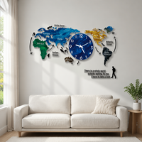 Reloj de Pared 3D con Mapa del Mundo Silencioso, Decoración de Pared para Sala de Estar u Oficina, Diseño Artístico de Decoración para el Hogar a Gran Escala, Personalizado por Source Factory