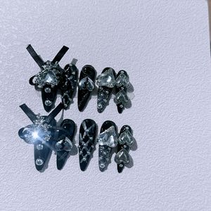 Nouveauté 2026 : Faux ongles en résine semi-couvrants style Ins, forme amande, longueur longue, amovibles et réutilisables, certifiés CE, 10 pièces - Product Image 3