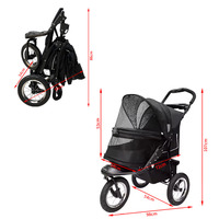 Poussette pliable élégante JXB PG8450 extra large pour chiens et chats, chariot tout-terrain à 3 roues pour animaux de compagnie de plus de 25 kg, aventure en plein air