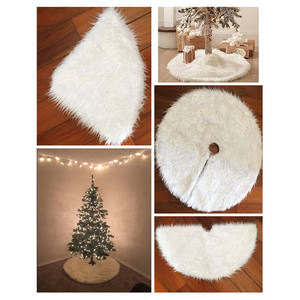 The best-selling Christmas tree dress is a pure white long-haired Christmas holiday decoration Christmas tree <b>skirt</b> - Product Image 2
