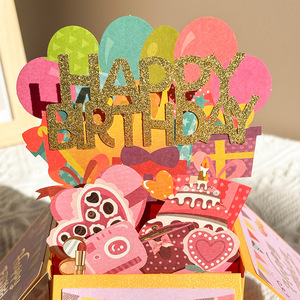 Biglietto <span class=keywords><strong>di</strong></span> <span class=keywords><strong>Auguri</strong></span> 3D Pop-up, Biglietto <span class=keywords><strong>di</strong></span> <span class=keywords><strong>Buon</strong></span> <span class=keywords><strong>Compleanno</strong></span>, Scultura <span class=keywords><strong>di</strong></span> Carta Fatta a Mano, Ornamento Decorativo <span class=keywords><strong>di</strong></span> Alta Qualità con Polvere Dorata - Product Image 2