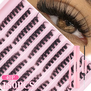 Vente en gros <span class=keywords><strong>de</strong></span> kits d'extensions <span class=keywords><strong>de</strong></span> cils DIY, cils en grappes, imperméables, 180 pièces, cils en grappes volumineux et vaporeux, livret <span class=keywords><strong>de</strong></span> cils - Product Image 6