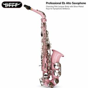 Sassofono Contralto Eb in Lacca Rosa Opaca di Alta Qualità con Chiavi Laccate in Oro per Performance Professionali - Product Image 1