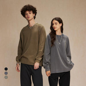 Otoño 2024 nuevo Batik Waffle 350g agua <span class=keywords><strong>de</strong></span> lavado para hacer viejo manga larga High Street moda marca hombres Retro sudaderas - Product Image 2