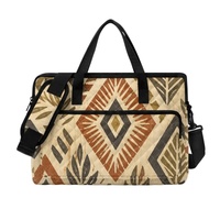 Sac pour ordinateur portable matelassé à imprimé floral Art Déco tropical personnalisé, motif Kapa Hawaïen, pour le shopping, les voyages et le transport quotidien