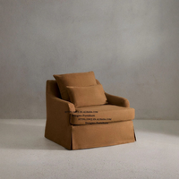 Fauteuil d'appoint en tissu de lin de style européen-américain avec repose-pieds, amovible et lavable, design de mobilier de salon