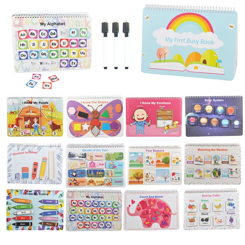 12 temas educativos aprendizaje autismo preescolar actividad carpeta tablero Montessori juguetes niños pequeños <span class=keywords><strong>libro</strong></span> ocupado para niños