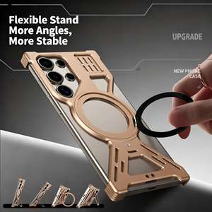 Étui de téléphone portable en aluminium de luxe transfrontalier S23 S24 S25 S22 Ultra, antichoc, avec poignée, dissipation thermique de type Z, magnétique <span class=keywords><strong>360</strong></span> - Product Image 2