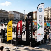 Drapeau plume portable facile à installer pour salon professionnel, bannière personnalisée imprimée, promotion d'événements extérieurs, drapeau plume en forme de larme