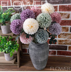 Bola de crisantemo artificial, flor de simulación, fabricante de ramos de boda, decoración del hogar, guía floral para paredes. - Product Image 6