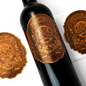 와인 병에 대한 사용자 정의 라벨 스티커 롤 3D 양각 금박 와인 라벨