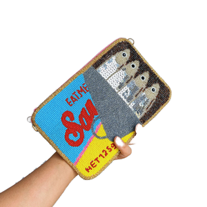 Bolso de Mano Tipo Sobre con Lentejuelas y Diseño de Cadena de Cuentas Hecho a Mano, Estuche Personalizado para Lápices, Bolso Bandolera, Moda Ecológica para Mujer - Product Image 1