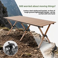 Camping-Picknick-Klapptisch mit Eierkarton-Design, Tragbarer Outdoor-BBQ-Kochtisch aus Kohlenstoffstahl und Holz, Rechteckiges Design, Outdoor-Möbel