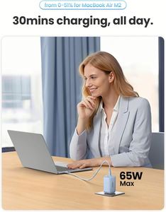 UGREEN 65W GaN Cargador Azul Nexode 3 Puertos USB C Cargador Rápido Bloque Compacto Cargador Plegable para iPhone - Product Image 3