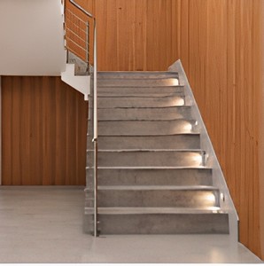 Modern Indoor Steel Staircase Stainless Steel Railing LED <b>Step</b> Lights Wooden Wall Contemporary Minimalist Villa Home Interior HD - Product Image 1