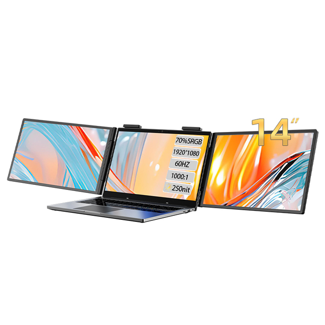 Eimio 14 Inch IPS Portable LCD Gaming Laptop Monitor with Type-C Interface 1080p Resolution Built-in Speaker-Triple Extender