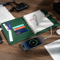 CARDSILK Carnet de notes personnalisé avec batterie externe et logo, format A5, journal intelligent à chargement sans fil pour cadeaux d'affaires 2025, avec câble USB et coffret cadeau