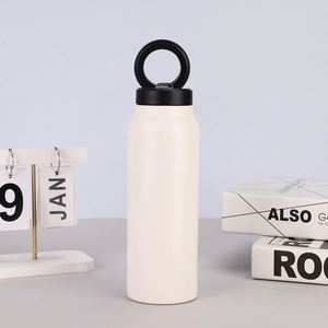 Bouteilles d'eau magnétiques sportives personnalisées avec logo, 24 oz, à double paroi isolée sous vide, avec cercle magnétique noir - Product Image 6