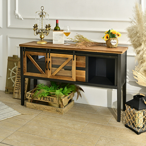 Fournisseur chinois de table console en bois massif rustique vintage pour salon, entrée, hôtel, avec tiroirs de rangement et porte coulissante durable - Product Image 4