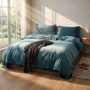 Juego de Ropa de <span class=keywords><strong>Cama</strong></span> de Lujo de Terciopelo de <span class=keywords><strong>Algodón</strong></span>, Juego de Funda Nórdica de <span class=keywords><strong>Algodón</strong></span> Egipcio para Camas Individuales y Dobles - Product Image 2