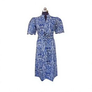 Robe longue droite décontractée et confortable pour femme, 100 % coton, imprimée numériquement, écologique, style bohème estival à motifs de feuilles - Product Image 1