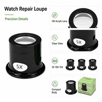 Loupe de réparation de montres portable, lentille en verre HD, grossissement 5X 10X 15X, 42x38x35mm, 10g, pour l'inspection de précision des bijoux et de l'électronique