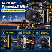 Caméra de drone FPV RunCam Phoenix2 Nite 1500TVL Vision nocturne Starlight Capteur 8 pouces Objectif M12 Certifié CE/FCC 5V-24V