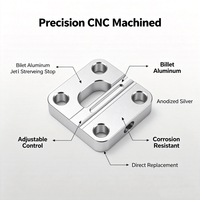 Butée de direction PWC en aluminium usiné CNC de qualité supérieure, usinée par électroérosion à fil, anodisée argent, haute qualité, réglable