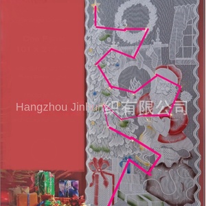 クリスマスレースチュールカーテンLEDライト付き防水ポリエステル素材サンタクロースパターンドアカーテン - Product Image 2