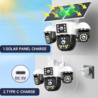 Cámara de Vigilancia Solar 4G SIM de 12MP, Inalámbrica para Exteriores, 4 Lentes, 4 Pantallas, PTZ 360 Grados, Seguimiento de Movimiento Humano, Cámara de Seguridad AOV IP66