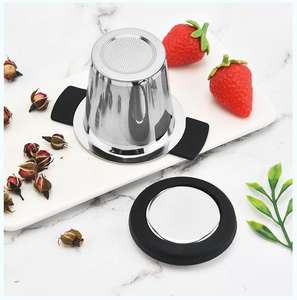 卸売りカスタムファインメッシュダブルハンドルルーズリーフステンレス鋼ティーインフューザーバスケット蓋付き - Product Image 5