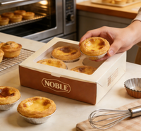 Boîte à tartelettes NOBLE personnalisée gaufrée, réutilisable, imperméable, impression quadricolore, pour 2 à 6 pièces, emballage alimentaire pour pâtisserie