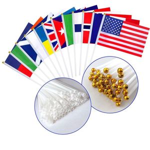 2026 EE. UU.-Canadá-México para los 48 mejores aficionados nacionales 8 Banderas para Agitar con la Mano, 21*14cm, Asta de Plástico, Poliéster, Hechas en China - Product Image 2