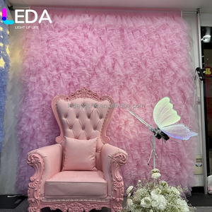 Panneau de toile de fond en tulle rose clair à volants LEDA, mur de fleurs romantique en tissu pour mariage, baby shower, fête, décoration de photomaton - Product Image 2