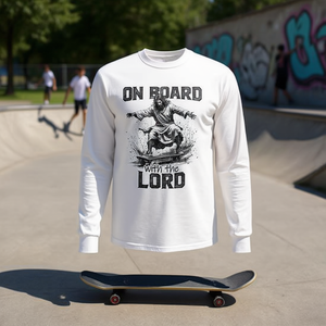 T-shirt à manches longues On Board With The Lord Jesus Skateboarding - Product Image 3