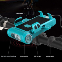 Support de téléphone pour vélo avec phare 500LM, klaxon 130dB, charge USB, support de guidon pour la navigation et la sécurité en cyclisme sur route et VTT