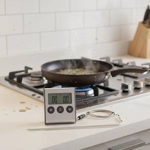 เทอร์โมมิเตอร์วัดอุณหภูมิอาหารแบบดิจิตอลกันน้ำสำหรับทำอาหารในครัว วัดอุณหภูมิเนื้อสเต็ก บาร์บีคิว พร้อมหัววัด - Product Image 1