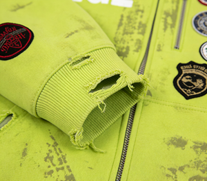 เสื้อฮู้ดดี้กราฟิกปี 2026 แบบปรับแต่งได้สำหรับผู้ชาย สีเขียวนีออน ทรงโอเวอร์ไซส์ สไตล์สตรีทแวร์ แต่งลายปะติด งานพิมพ์ดิจิทัลลายไม้ไผ่ สำหรับฤดูใบไม้ร่วง - Product Image 3