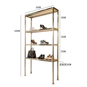 Présentoir de <span class=keywords><strong>Magasin</strong></span> de Vêtements en Métal Doré Brillant Personnalisé, Support à Sacs en Acier Inoxydable, Présentoir à Chaussures pour <span class=keywords><strong>Magasin</strong></span> de Chaussures et Sacs - Product Image 3