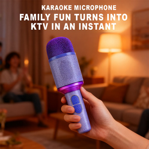 Custom Effect RGB Portable Sound Noise Reduction Handheld BT <b>Wireless</b> <b>Microphone</b> Speaker for Singing Party - Product Image 4