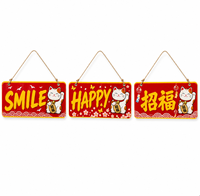 Panneau publicitaire personnalisé en acrylique avec n'importe quel texte, enseigne suspendue pour magasin, design Chat Porte-Bonheur pour vitrine de magasin, décoration commerciale