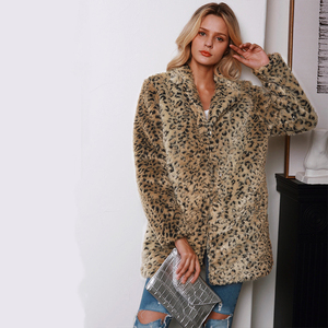 Giacca autunno e inverno alla moda con collo di mezza lunghezza giacca in pelliccia sintetica giacca con stampa leopardata - Product Image 3