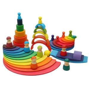 Trọn Bộ Khối Xếp Hình Cầu Vồng Vật Liệu Xếp Chồng Montessori Đồ Chơi Xếp Chồng Cầu Vồng - Product Image 1