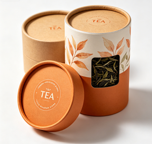 Tube en papier kraft et aluminium de qualité alimentaire personnalisé pour l'emballage du thé, avec couvercle en métal, boîte cadeau, couvercle métallique, cylindre en papier - Product Image 4