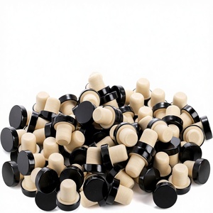 Fasmov Paquete de 100 tapones de corcho en forma de T para botellas de vino y cerveza, reutilizables, color negro - Product Image 1
